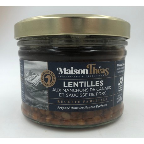 Lentilles aux manchons de canard et saucisses de Porc (pot 350g)