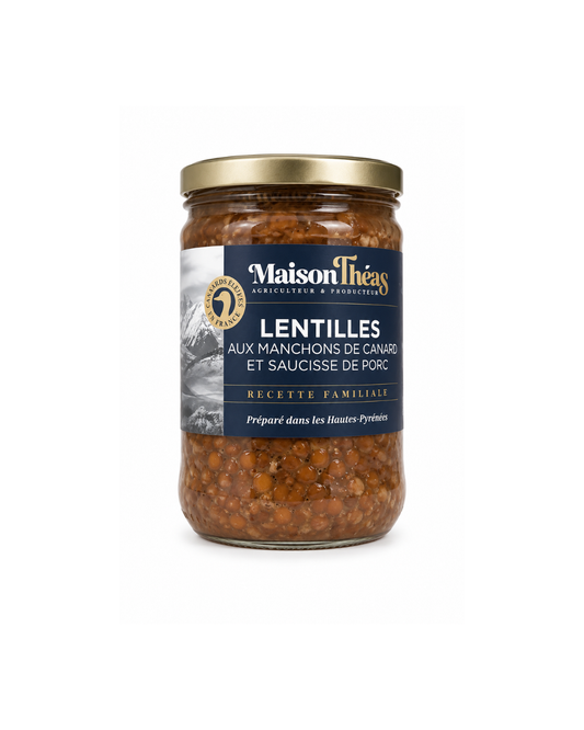 Lentilles aux manchons de canard et saucisses de Porc (pot 750g)